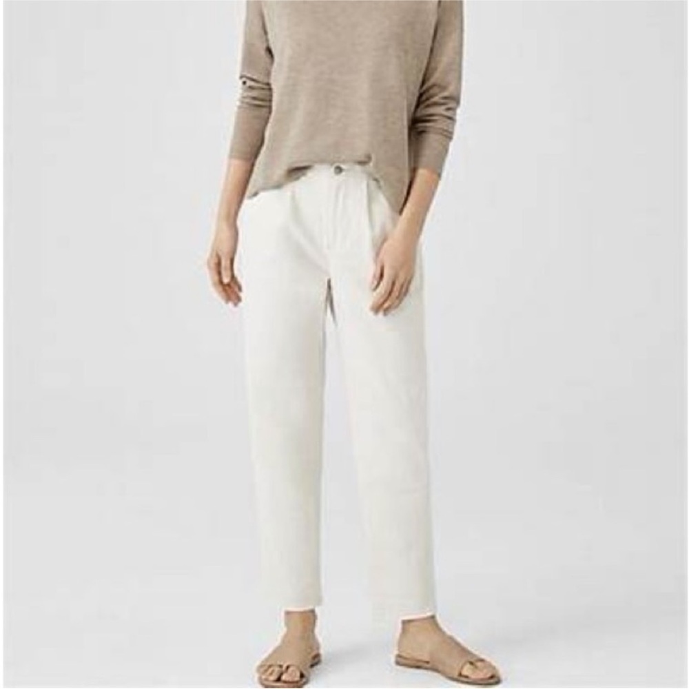 Eileen Fisher Pleated Tapered Ankle Pants 22 un-natural beige cream lagenlook